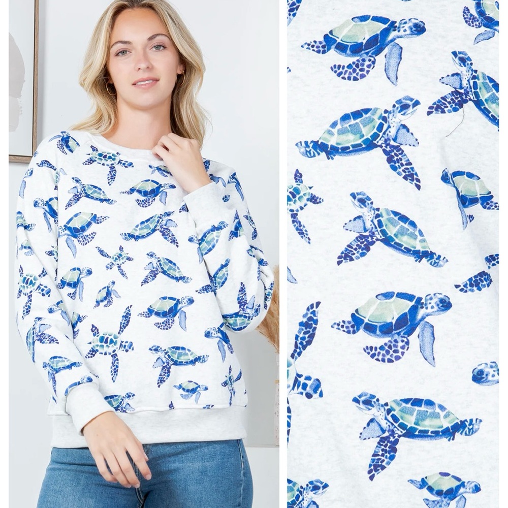 Turtle Pullover Long Sleeve Sweater Sweatshirt